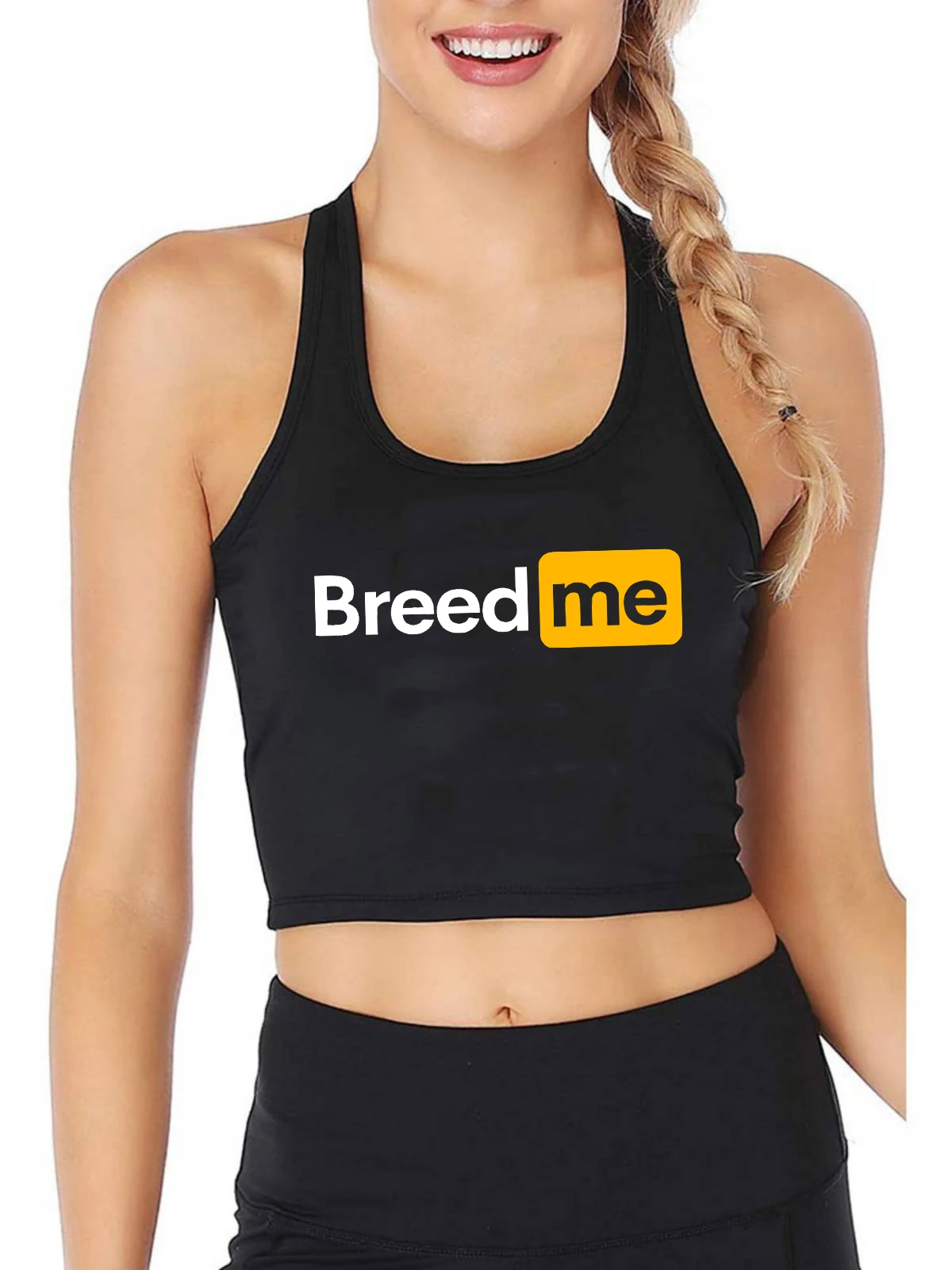 Breed Me Print Design Naughty Sexy Slim Crop Top Hotwife Humorous Flirtatious Tank Tops Swinger Cotton Breathable Camisole