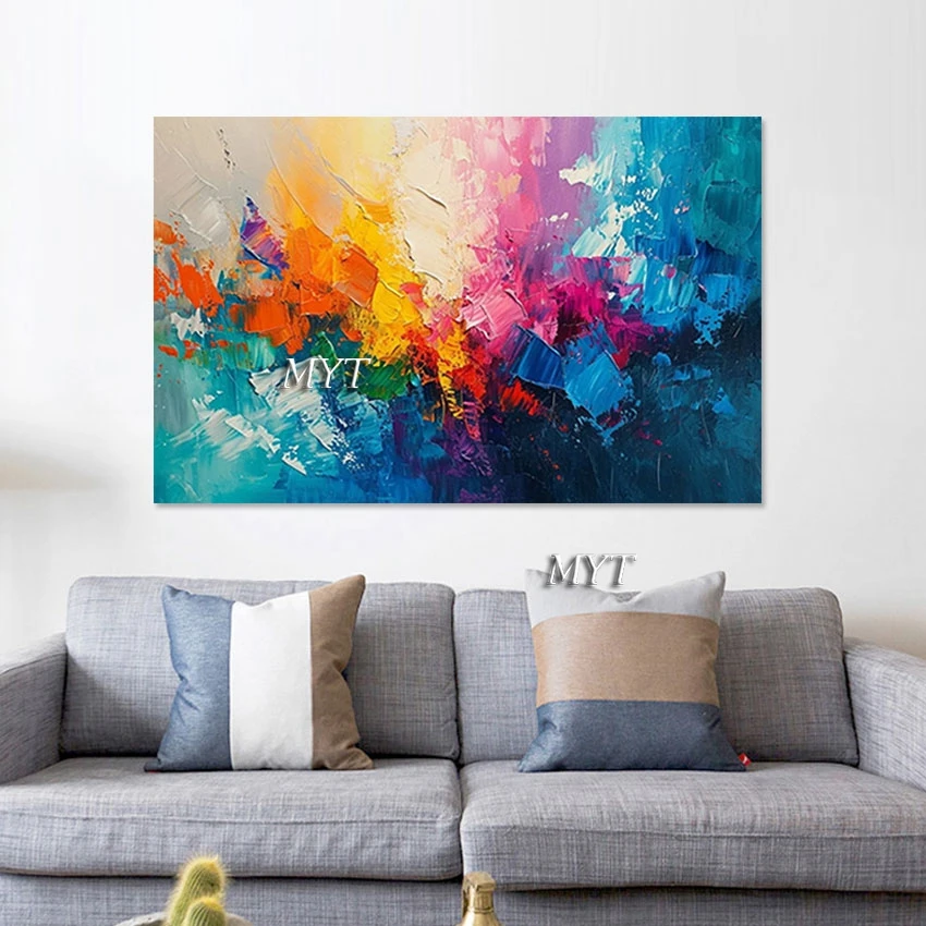 

Abstract Art Canvas Wall Frameless Interior Picture Artwork Color Acrylic Textured Oil Painting Decor For Living Room Modern