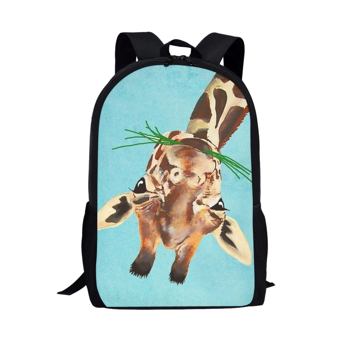 Sacos escolares engraçados da girafa para crianças, ilustração dos desenhos animados, sacos encantadores animais, mochila para meninos e meninas, presente das crianças, 16"