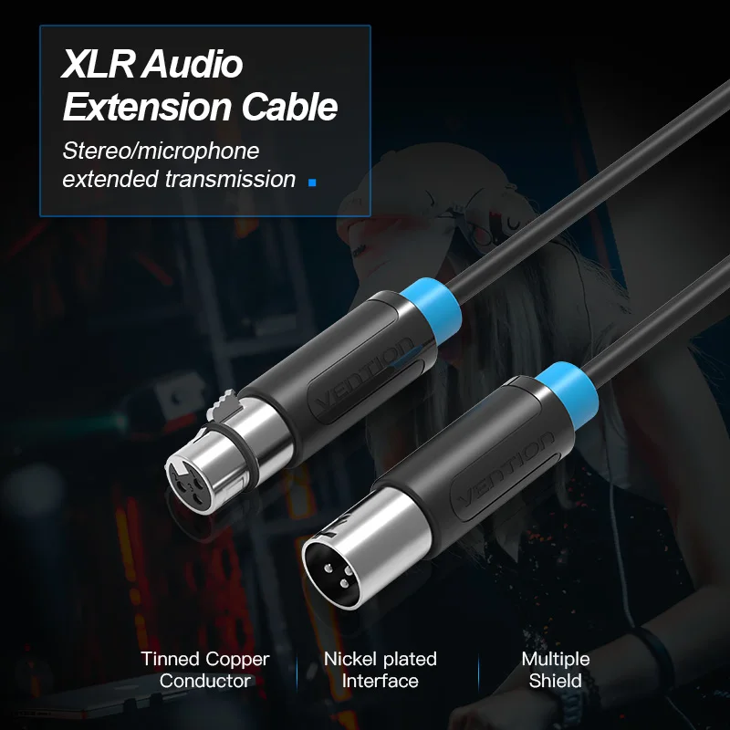 Vention XLR Cable Karaoke Microphone Sound Cannon Cable Plug XLR Extension Mikrofon Cable for Audio Mixer Amplifiers XLR Cord