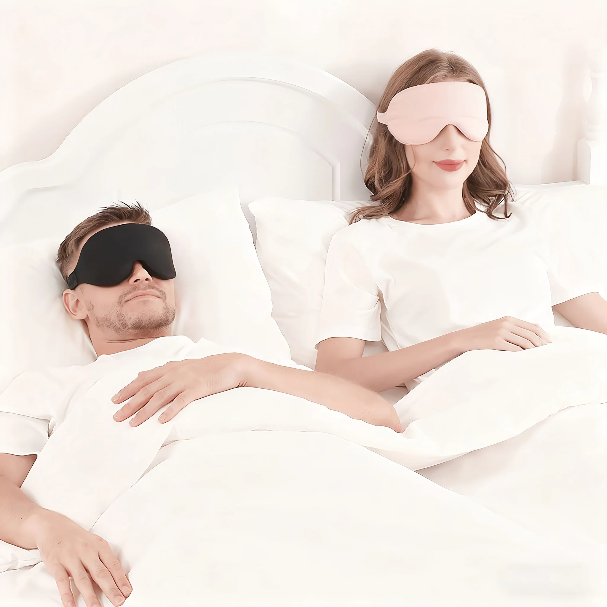 1pc Sleep Mask, 3D Deep Contoured Eye Mask Sleeping for Men And Women, Suitable Side Sleeper, 100% Light Blocking Blindfold & Eye Cover, Soft Comfort Eye Shade for Night Shift Travel Yoga Nap, Black and Pink view 2