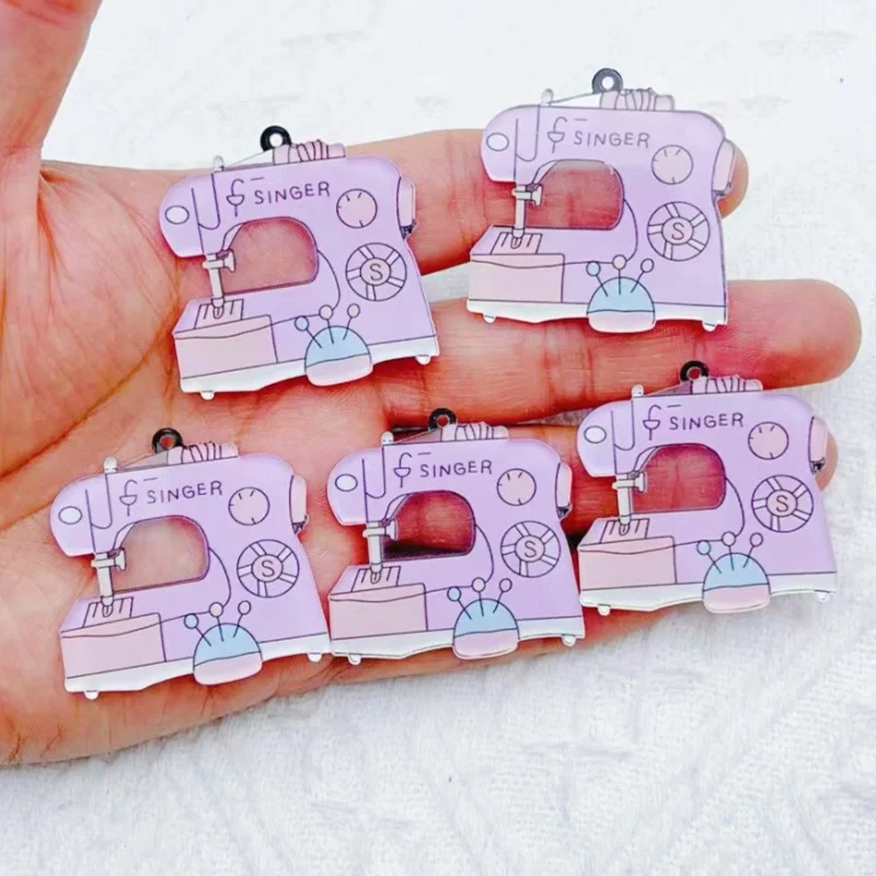 10 pieces of acrylic simulation sewing machine jewelry necklace bracelet earring pendant DIY jewelry accessories hanging craft