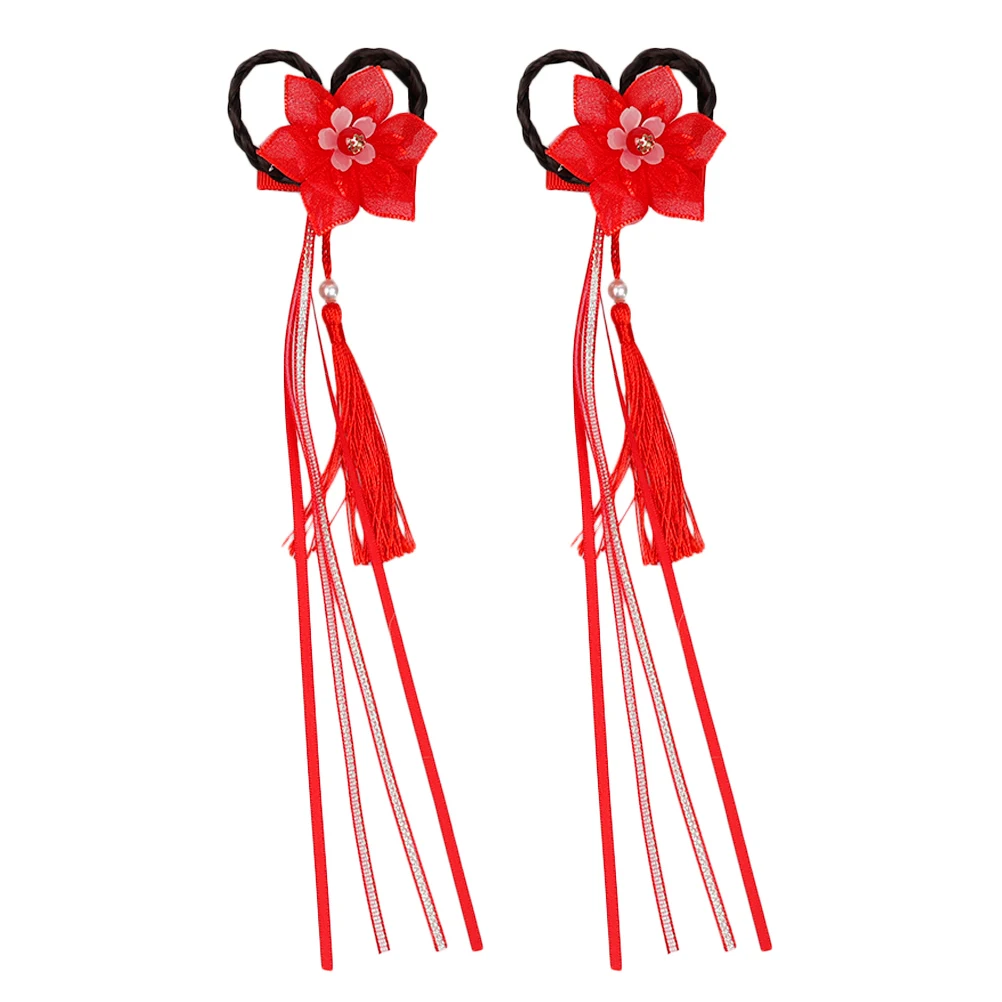

6 Petal Flower Hair Clips Children Headdress Silk Tassel Hairpin Traditional Costumes Party Photo Props Safe Quality Festive