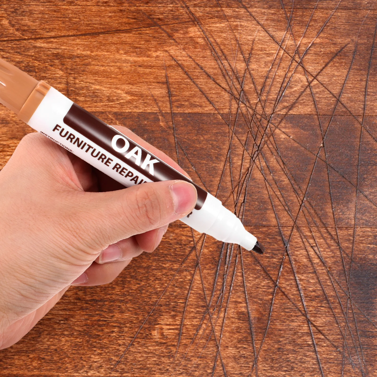 

1 Set Of Portable Furniture Touch-Up Markers Multi-Function Paint Pens For Wood Scratch Repair Quick-Drying Color Matching Tool