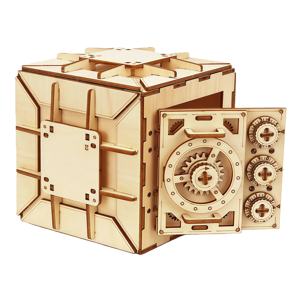

DIY 3D деревянный шкафчик-головоломка, модель комплекта с кодовым замком, механическая головоломка для взрослых и детей, Рождественский подарок