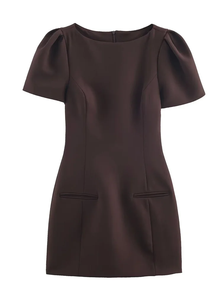 Tossy-minivestido plisado de manga corta para mujer, minivestido con bolsillos y cremallera, para ir al trabajo, verano 2026, nuevo vestido liso