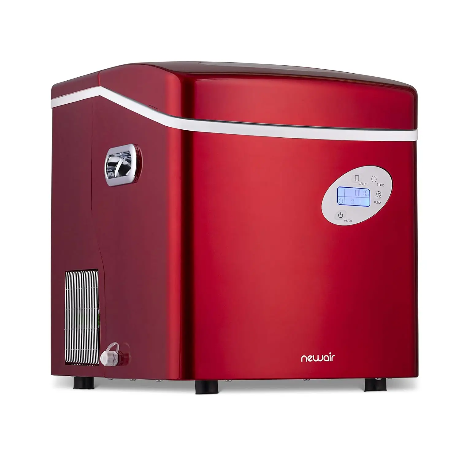 Portable Ice Maker 50 lb. Daily | Red | 3 Size Bullet Shaped Ice | First Batch Under 10 Minutes | Self Cleaning Quiet Operation