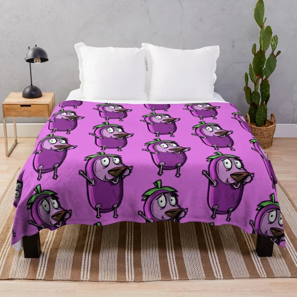 Courage the Cowardly Dog? in the Great Eggplant Costume Throw Blanket Cute Plaid Soft Big Blankets