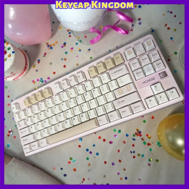 Bear Tea Party Themed Cartoon Keycap Mechanical Keyboard Cherry PBT Custom Cute Keycap PC Gaming Keyboard Accessory Gift Collect