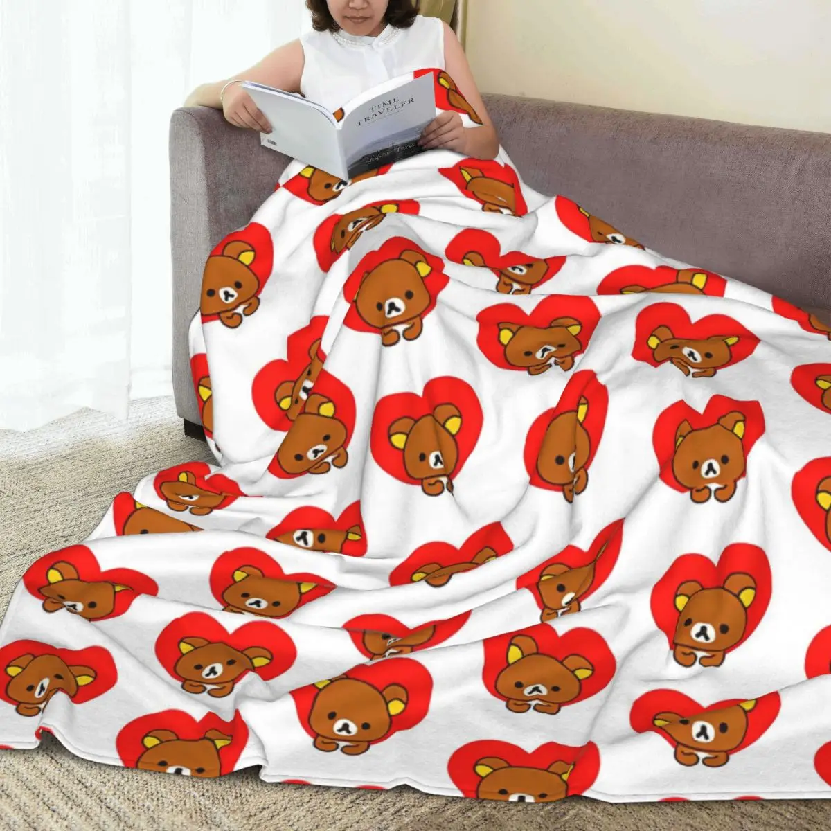 Rilakkuma Love Blanket Decorative Flannel Throw Blanket For Home Decor Warm Soft Design Quality Bedspread Gift