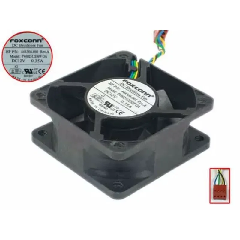 Foxconn PV602512ESPF 0A 444306-001 Server Cooling Fan DC 12V 0.35A 60x60x25mm 4-Wire