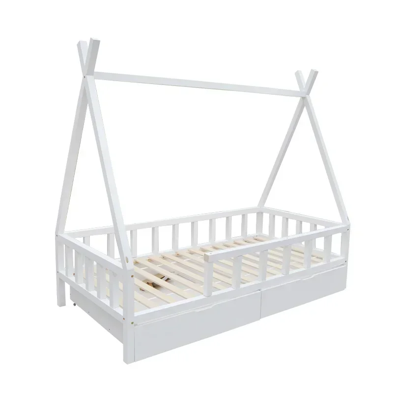 Children's House Beds With Detachable Safety Barrier