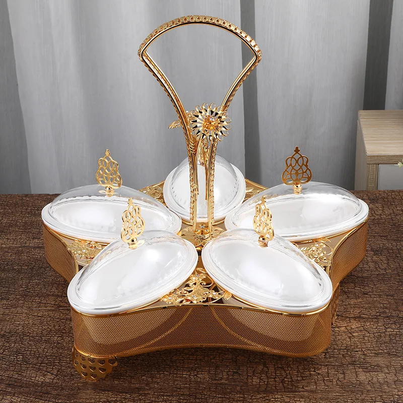 

European Fruit Plate Creative Dry Fruit Box Living Room Fruit Basin Decoration Modern Nut Candy Plate with Cover