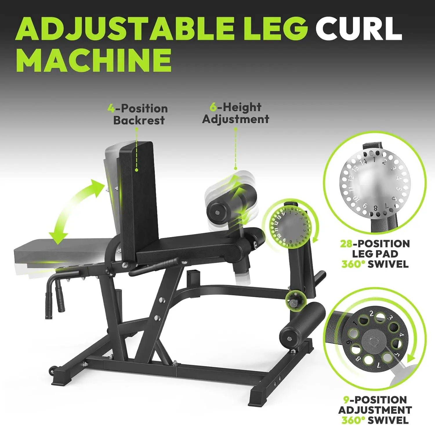 Adjustable 8-in-1 Plate-Loaded Lower Body Workout Machine, Leg Extension and Hamstring Curl Bench with 1000 LB Capacity, Home Gym Leg Equipment Compatible with 1” and 2” Weight Plates view 5