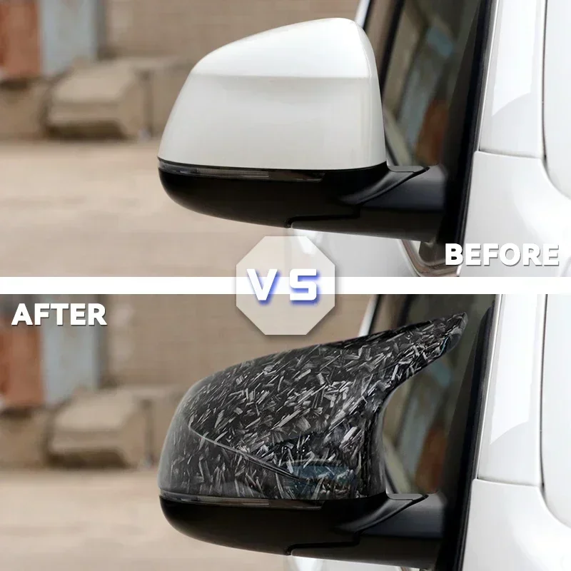 For BMW F25 X3 F26 X4 F15 X5 F16 X6 2014 15-18 Bright Black Caps Carbon Fiber Style Auto Car Rear View Side Mirror Cover Trim view 2