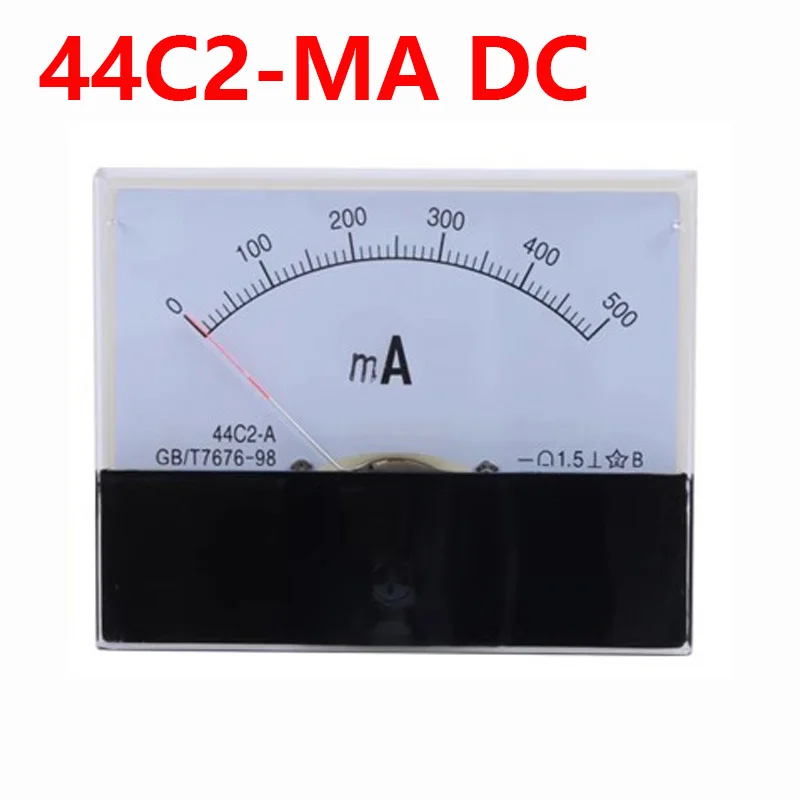 44C2 1mA 2mA 5mA 10mA 20mA 5050ma 75mA 200mA 200mA 300mA 500mA DC ampermetre Analog akım Test ölçüm cihazı mekanik başlık ampermetre