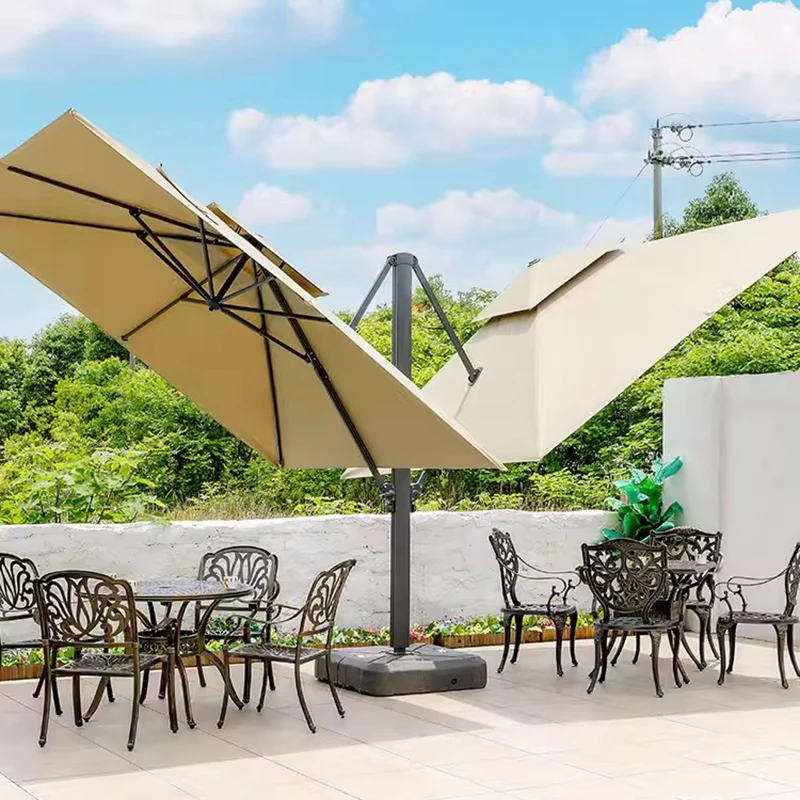 3m square Large umbrella Sunshade Outdoor furniture Canopy 2 Heads Patio Beach Umbrella Strong Double roof Market/Shop Parasol