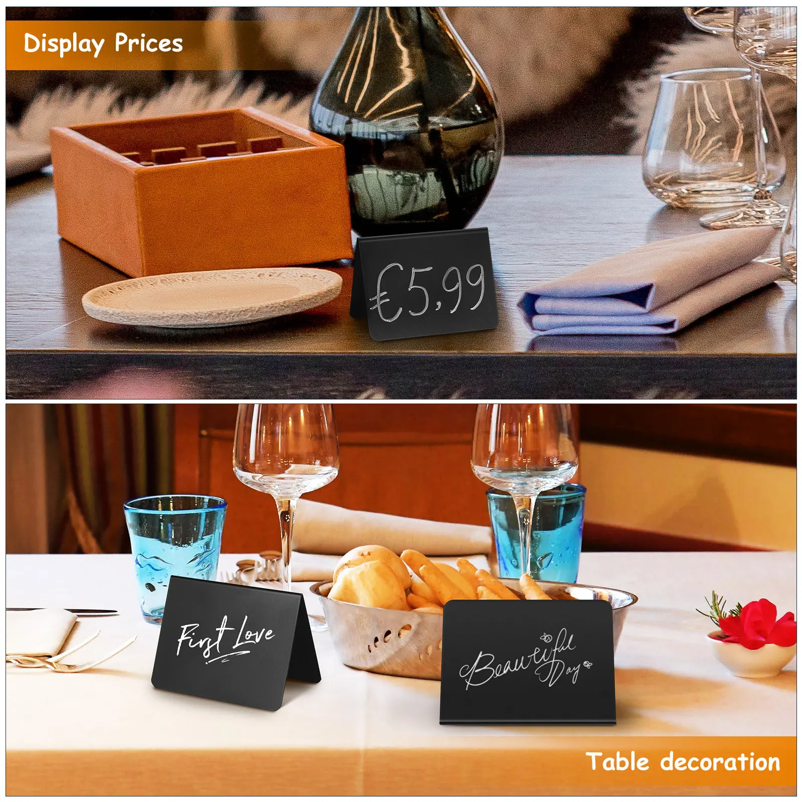 40Pcs Mini Chalkboard Signs Tabletop Chalkboard Sign with Stable V-Shaped Stand for Restaurant Kitchen Party Buffet Food Dish