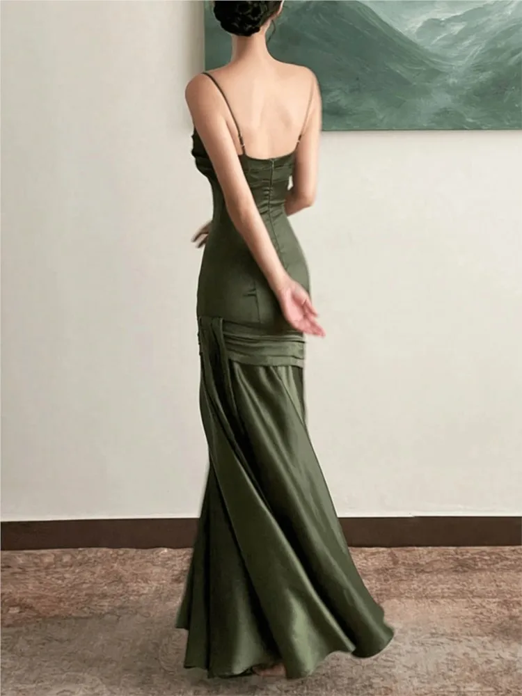 فساتين سهرة نسائية أنيقة باللون الأحمر ماكسي عتيقة على شكل حرف A أنيقة ضيقة لحفلات أعياد الميلاد وحفلات الزفاف وحفلات الزفاف للصيف