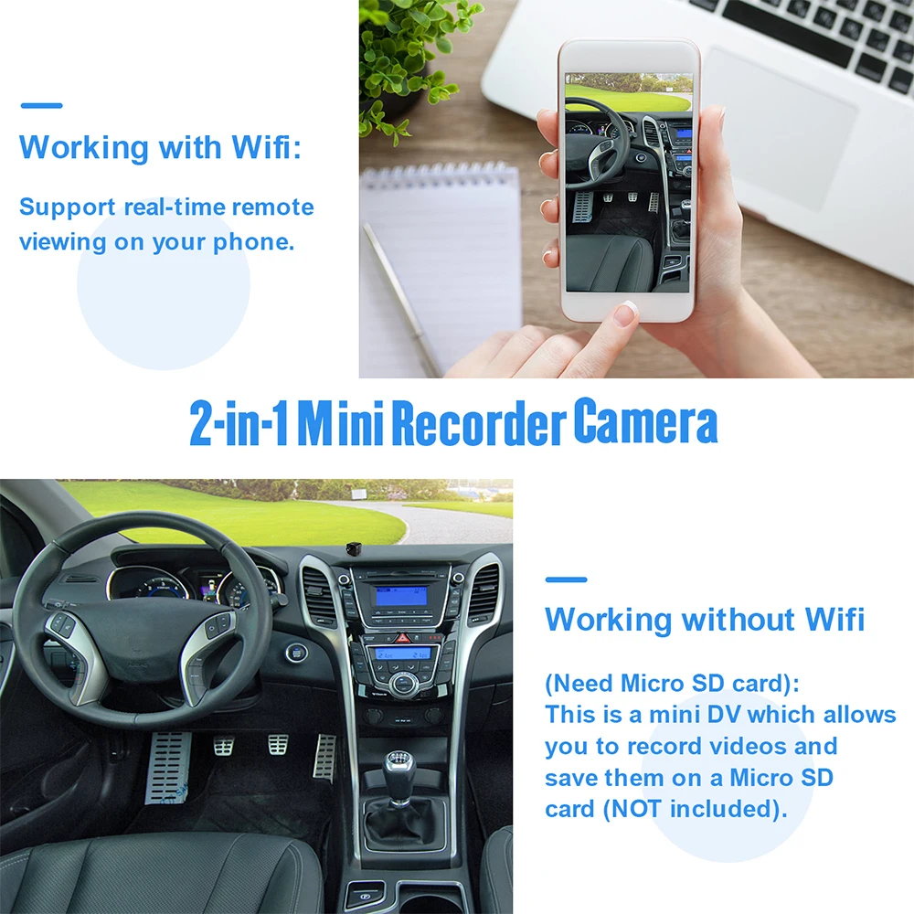 Mini  Camera 1080p HD Tiny WiFi Camera Small Video Surveillance for Home Security Mini Camera Wide Angle Body Camcorders