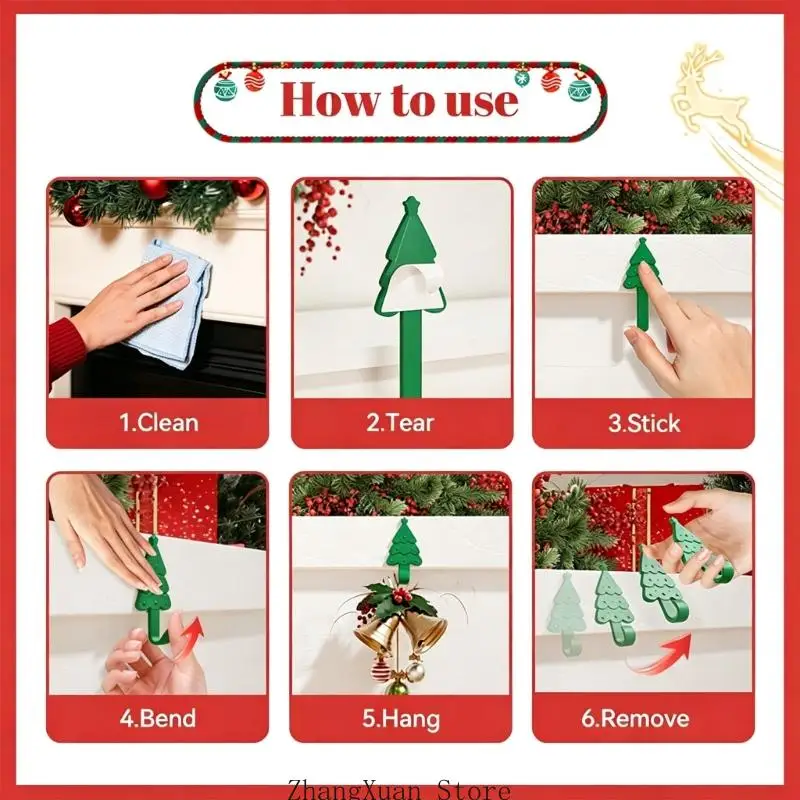 Formbare Weihnachtsdekorationsaufhänger für Kränze, Schienen und Geschenkpapier 3XUF – Detail 7