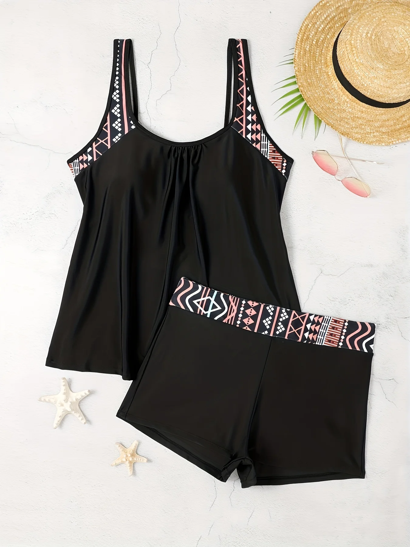 Black Women's Swimwear Sexy Backless Tankini Adjustable Strap Swimsuit Female Summer Fashion Swimming Beach Wear