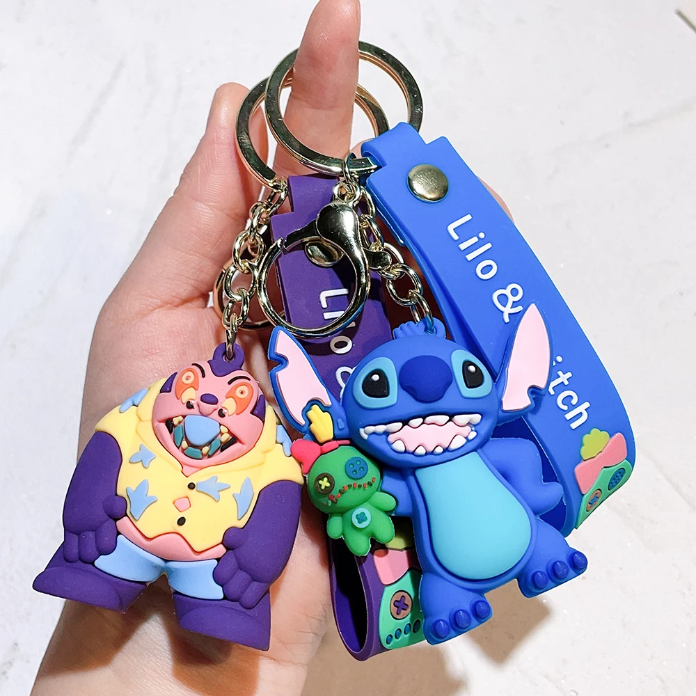 Disney Cartoon Lilo & Stitch Keychain Kawaii Stitch PVC Key Ring Mobile for Phone Bag Hanging Jewelry Kids Gifts