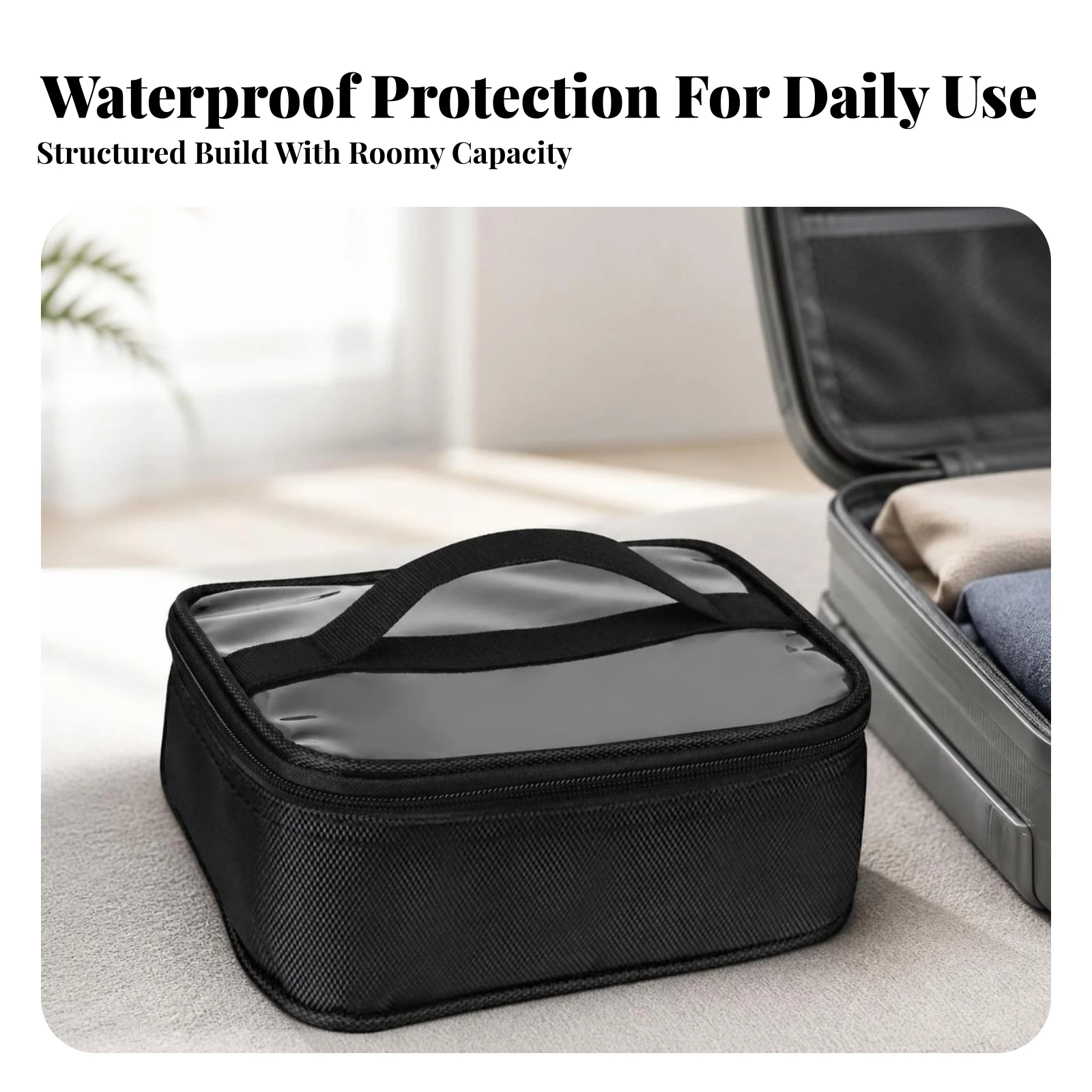 Cosmetic Organizer with Transparent Top Lightweight Transparent Cosmetic Bag Makeup Organizer Bag Waterproof Reusable