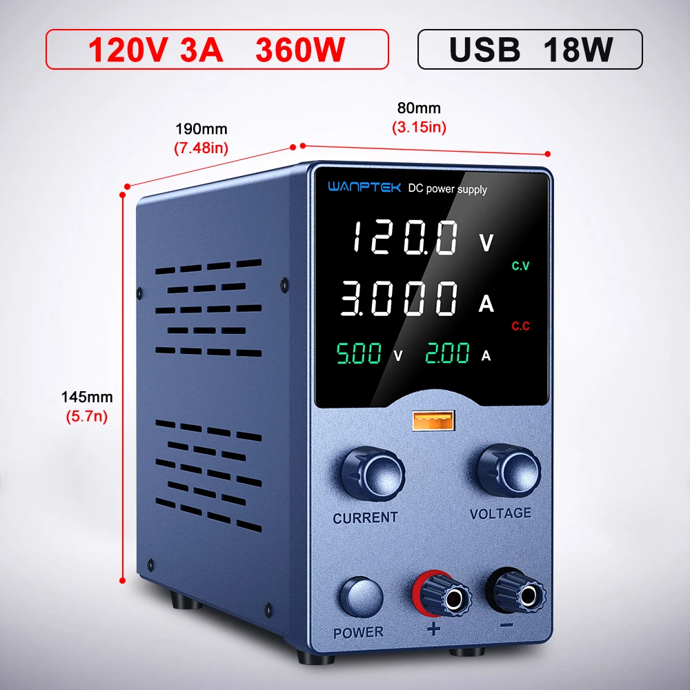 Wanptek Laboratorium Voeding 30V 5A 30V 10A 60V 5A 120V 3A Encoder Verstelbare spanning Stroom Lab Bench DC Voeding