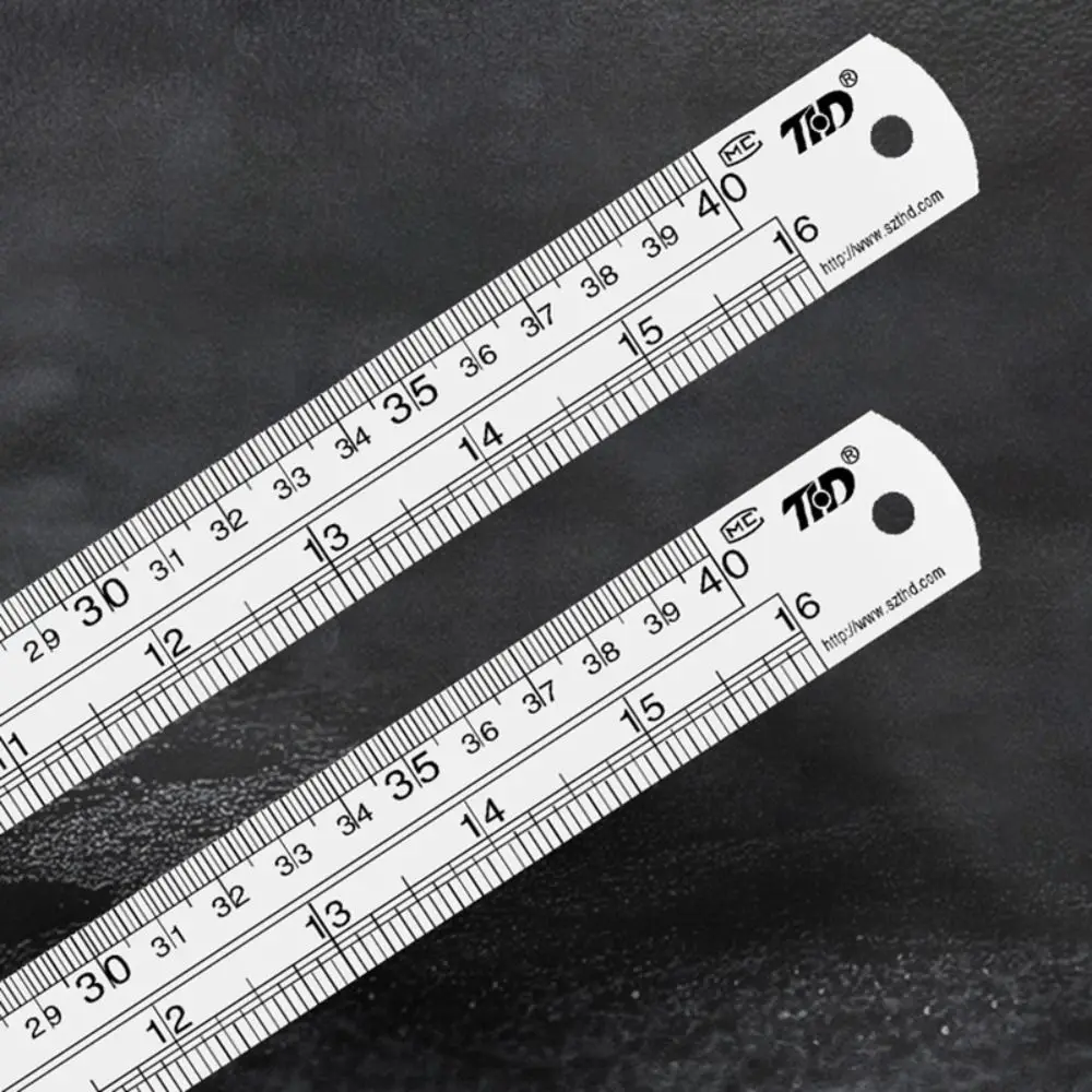 15/20/30/40/50cm Stainless Steel Ruler Stainless Steel Thickening Drawing Ruler Double Side Scale Engineer Grade Straight Ruler