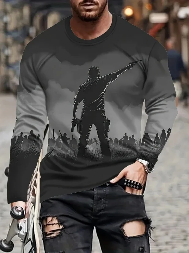 

25-26 Spring/Summer New Men's Long Sleeve T-shirt, Breathable Long Sleeve Round Neck T-shirt - Youthful Vitality,