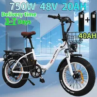 Electric Bike 750W Powerful Motor 48v40ah Battery 20*4.0 Inch Fat Tire E Bike Adult Adjustable Speed Folding Electric Bicycle