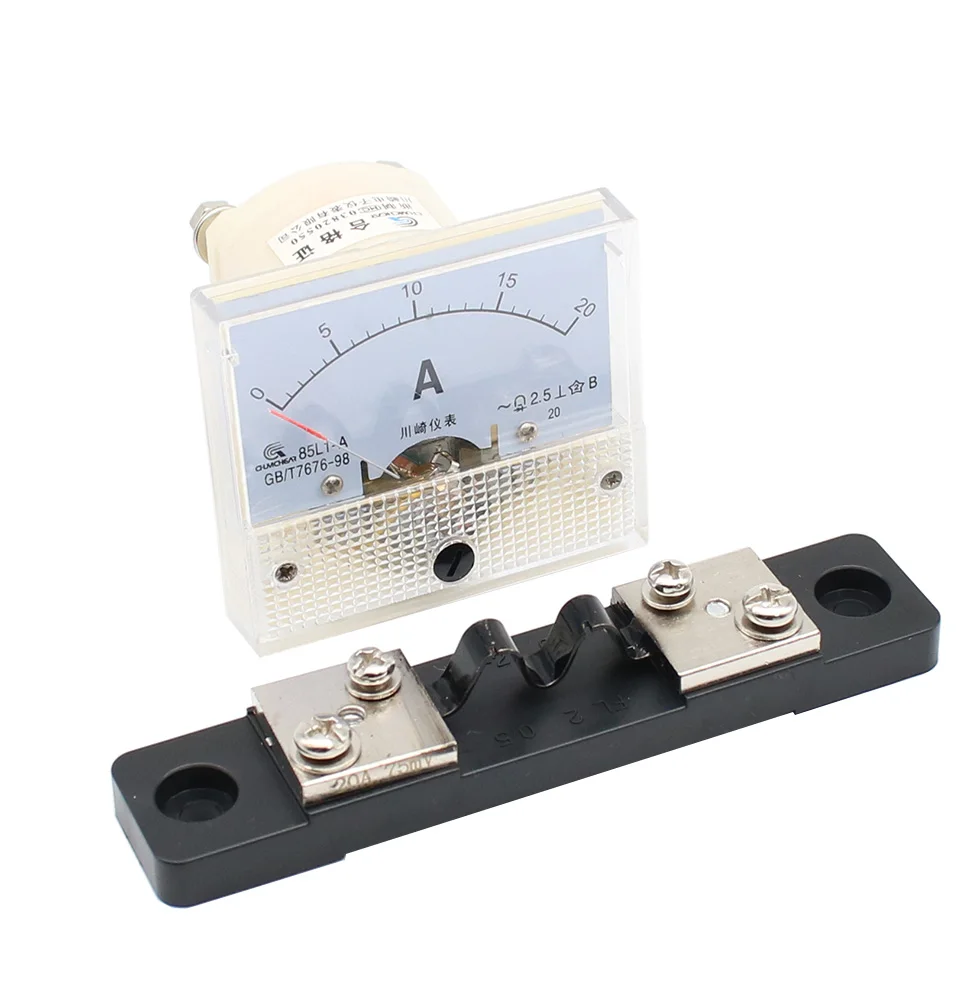 Ammeter Gauge DC 0-20A 85C1 HQ Analog Panel AMP Current Meter + Shunt