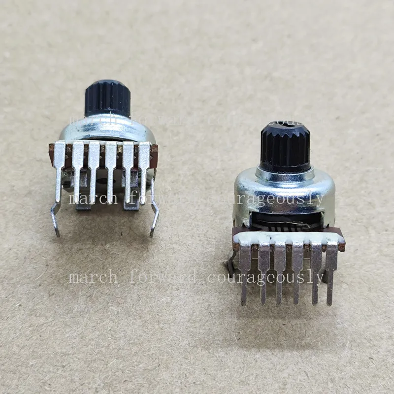 10pcs 12-type dual 6-pin B50K potentiometer - Audio headphone volume control potentiometer - Handle length 5MM - B503