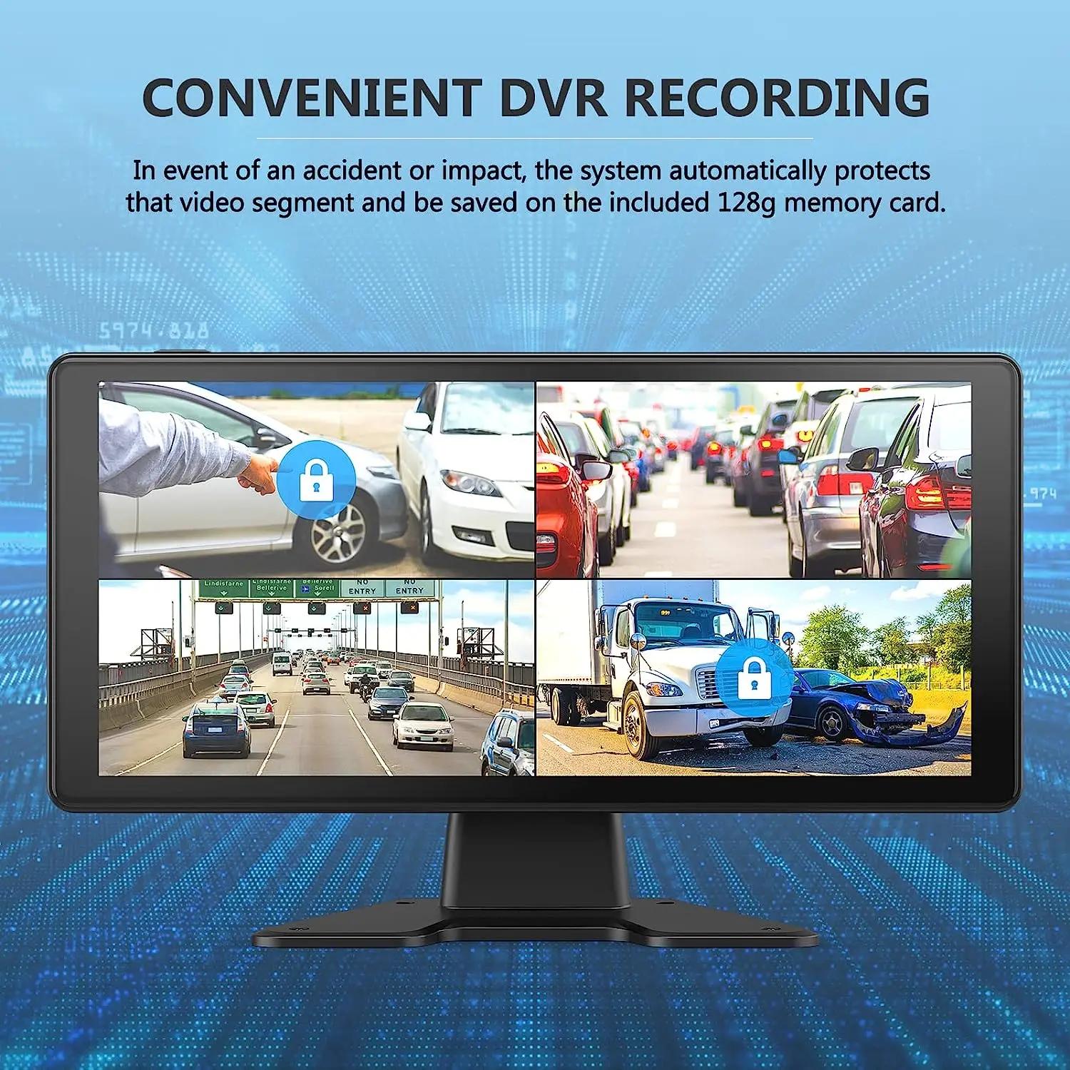 BSD 10.36 Inch 4 Channels Split Screen Car MP4 DVR Recorder Monitor AHD Front Rear Backup Camera for Truck/Bus/Trailer/RVs