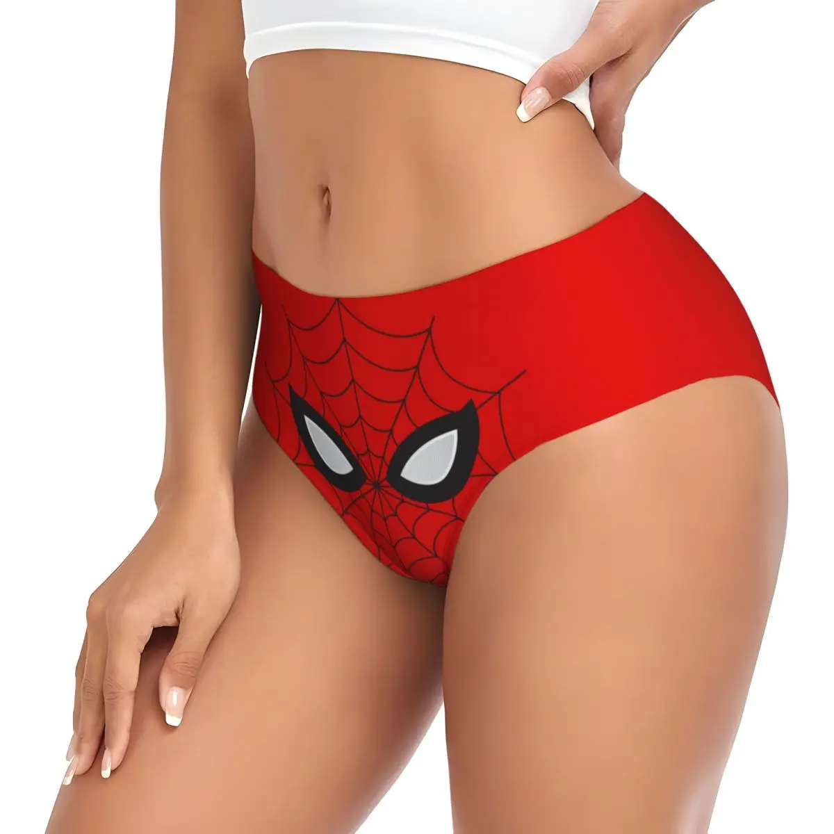 Custom Women Spider Red Web Brief Panties Female Soft Cartoon Underwear Underpants