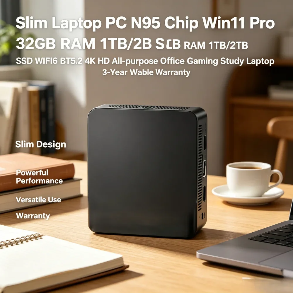 

Lightweight N95 Laptop Win11 Pro 32GB RAM 1TB/2TB SSD WiFi6 BT5.2 4K HD Multi-scenario Office Study Notebook 3-Year Warranty