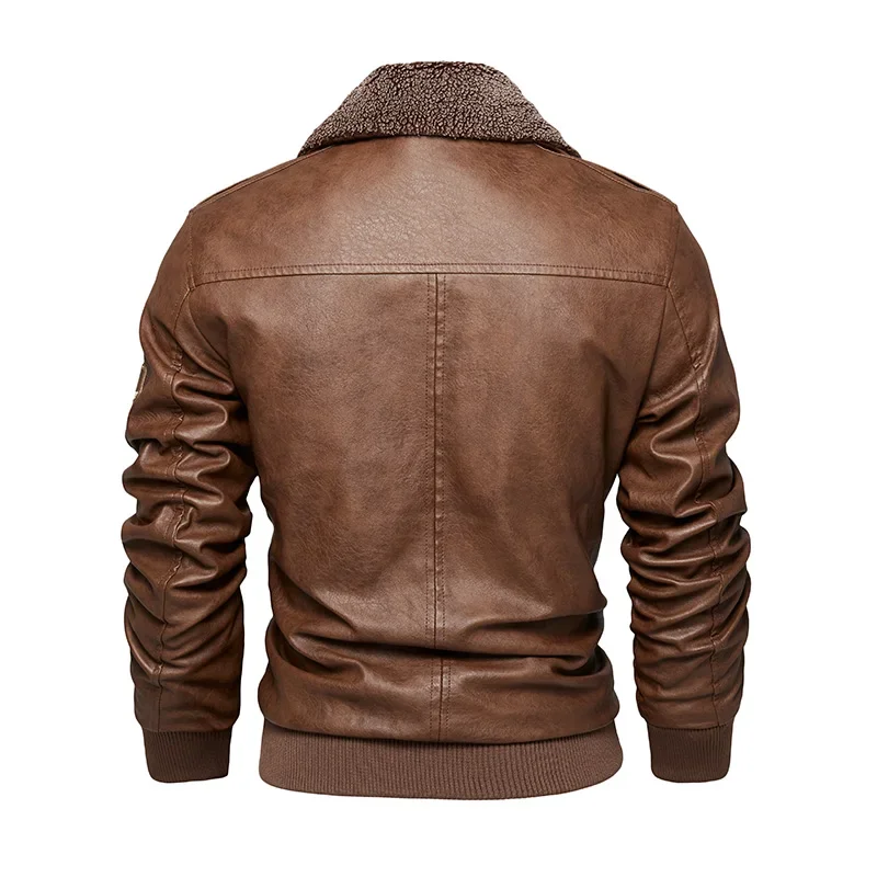 2025 Men's Autumn And Winter Embroidery Original Leather Moto & Biker Coat Jacket Motorcycle Style Casual Warm Overcoat