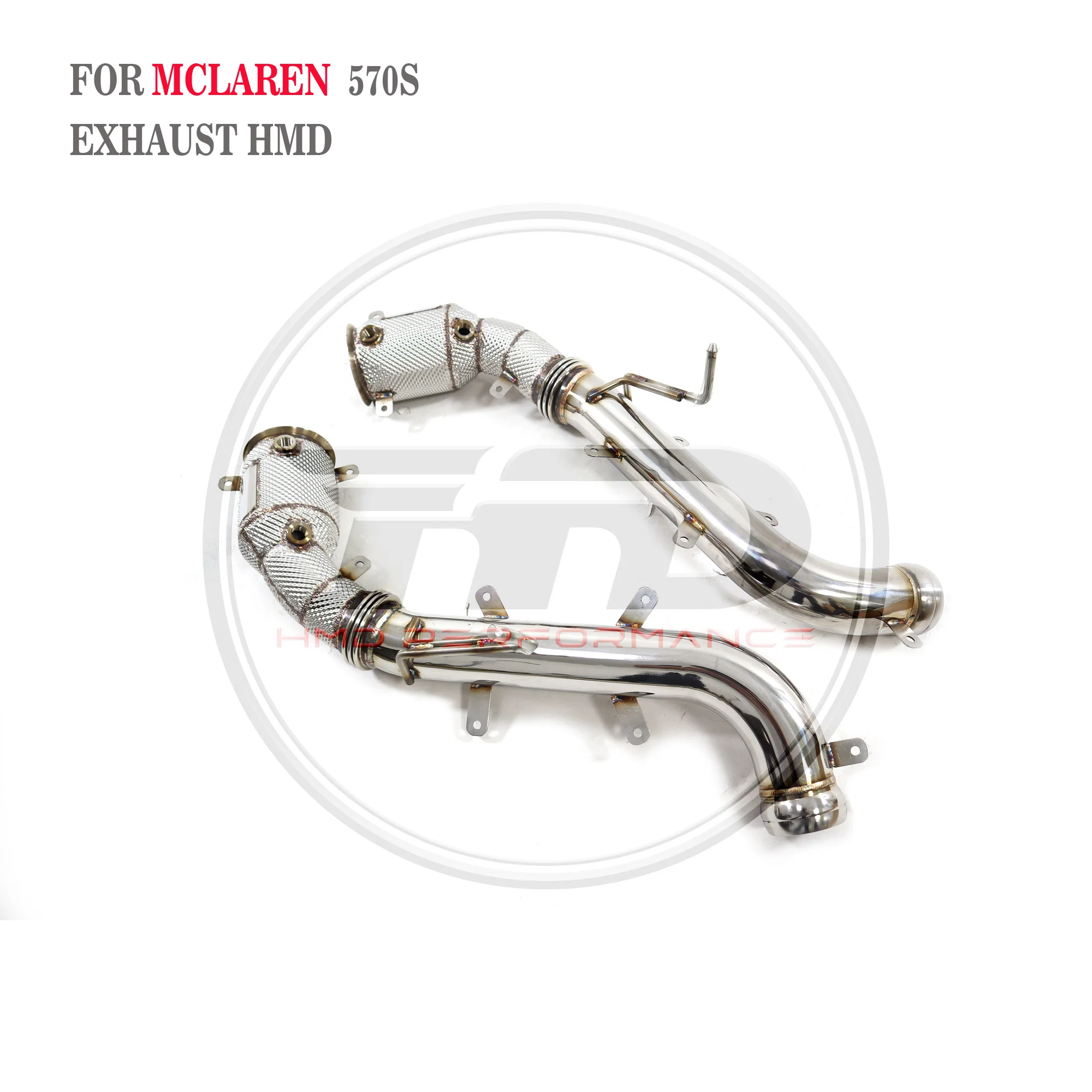 HMD Exhaust System High Flow Performance Downpipe for McLaren 570S 650S 675LT MP4-12C With Heat Shield Racing Pipe