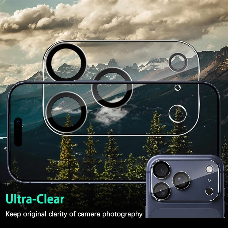 

i17 Case 2Pcs Clear 3D Curved Tempered Glass Camera Protector For iPhone 17 iPhone17 Pro 17Pro Max ProMax i Phone Air Lenses Cap