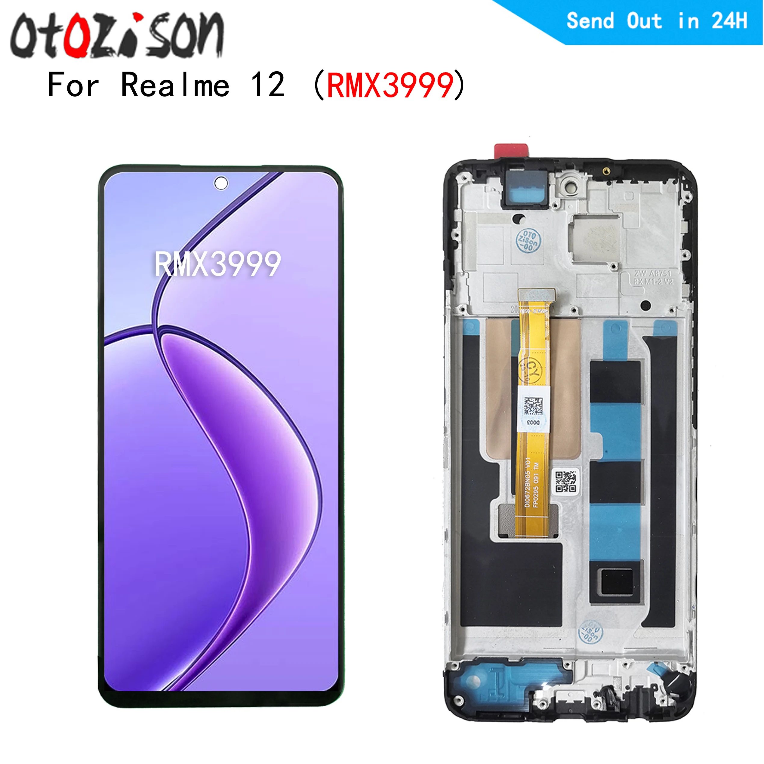 리얼미 12 5G LCD 디스플레이 화면, 오포 리얼미 12 RMX3999 LCD 디스플레이 화면 터치 패널 디지타이저 프레임 어셈블리 포함