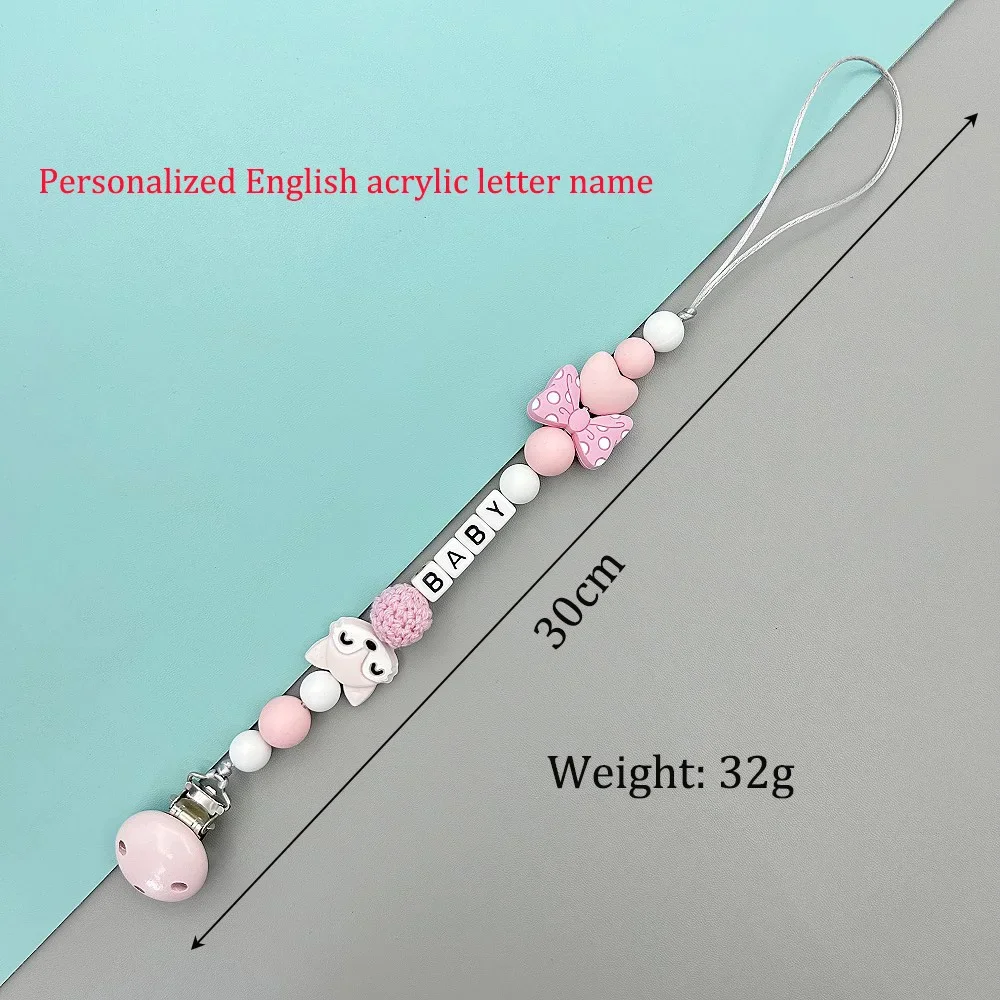 Perles de renard en silicone personnalisées pour bébé, lettres acryliques anglaises, nom, tétine, JOréinitialisation, TeWindsor, PmotKawaii, cadeaux de jouets créatifs