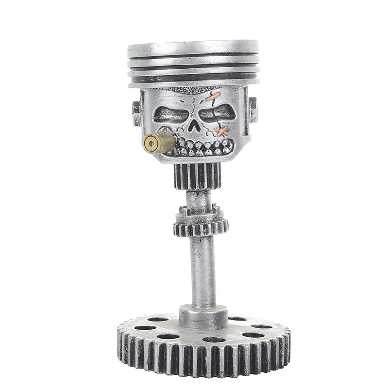 Hot Selling PistonSkullFaceSculpture Piston Skull Face Sculpture Resin Gear Ornament