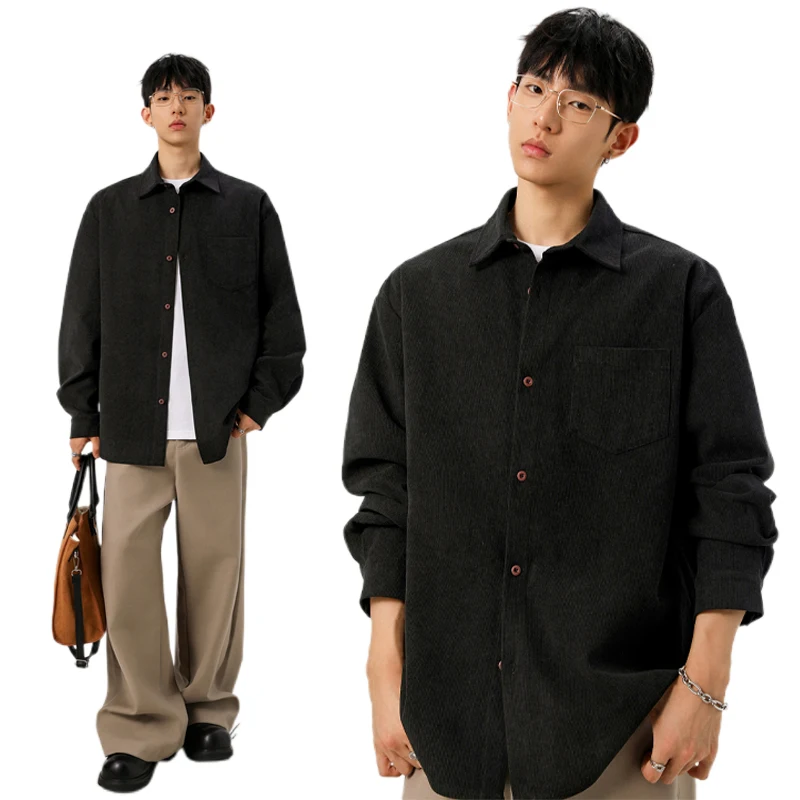 

Мужские вельветовые рубашки с длинными рукавами в художественном стиле, осенняя корейская рубашка, женская модная повседневная рубашка большого размера, пальто, качественная одежда