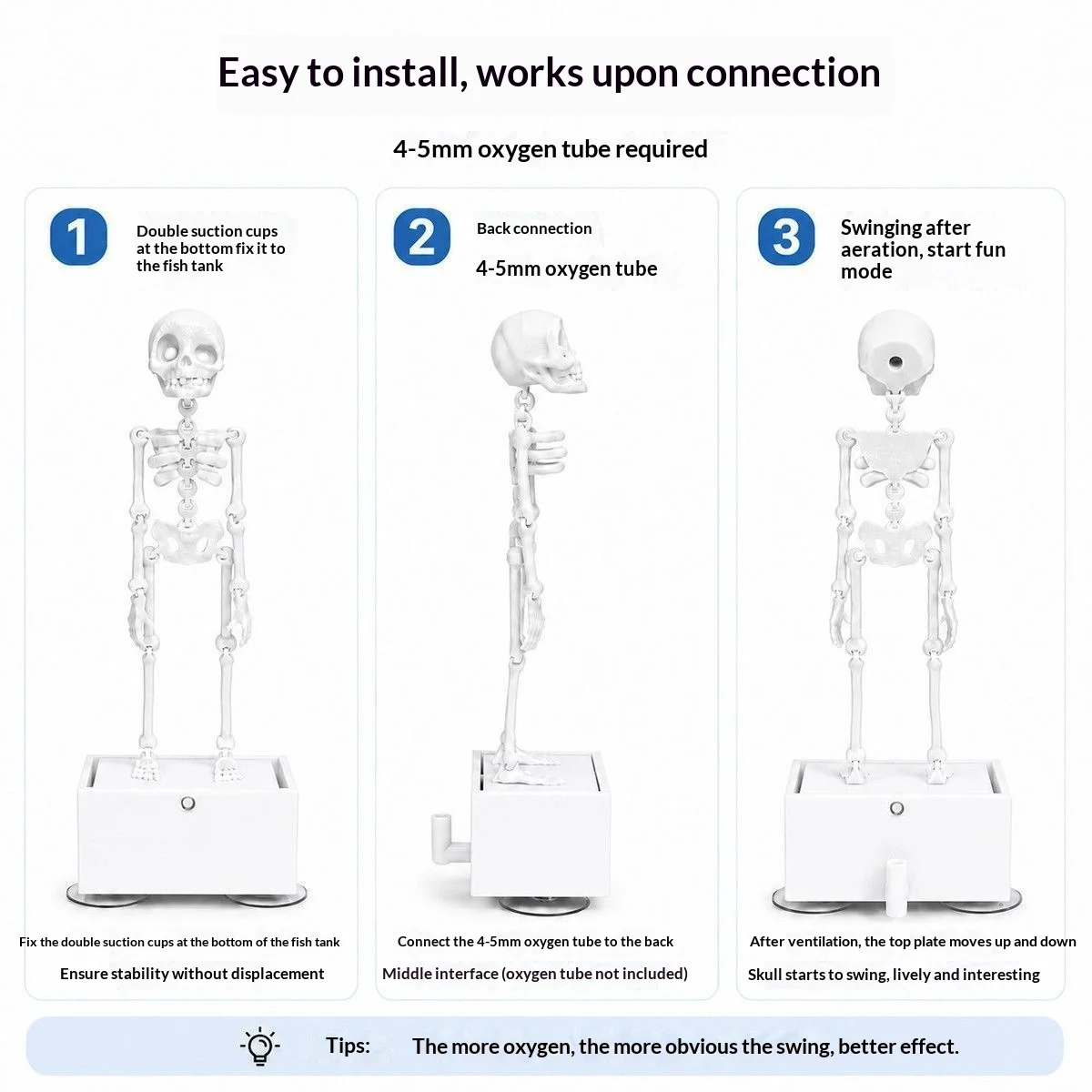 1Pcs Creative Dancing Skeleton Fish Tank Decoration, Movable Skeleton, Halloween Aquarium Decoration, Requires Its Own Air Pump
