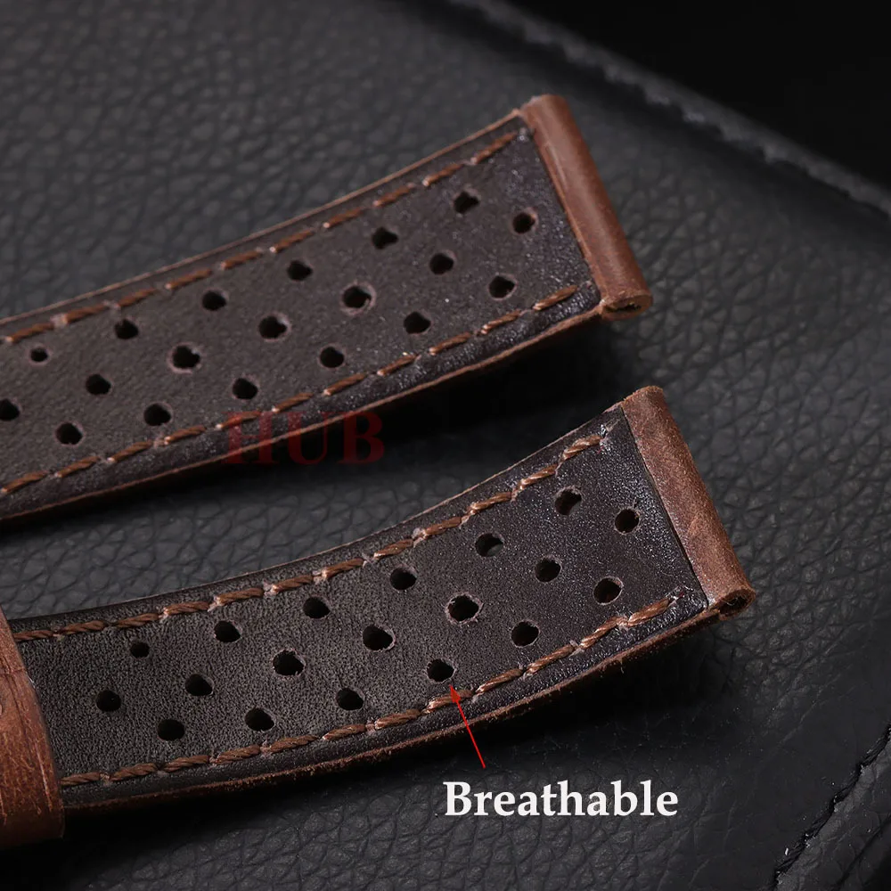 18mm 20mm 22mm Genuine Cowhide Leather Strap for Samsung Galaxy Watch 6 5 4 Soft Breathable Retro Wristband for Seiko Bracelet