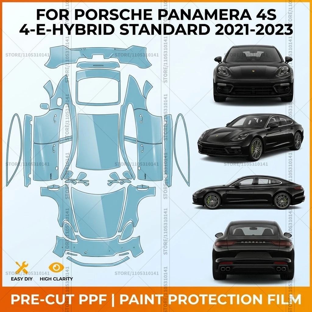 

Pre-Cut Paint Protection Film PPF Transparent Bumper Car Film For Porsche-Panamera-4S-4-E-Hybrid-4-E-Hybrid-Standard-2021-2023