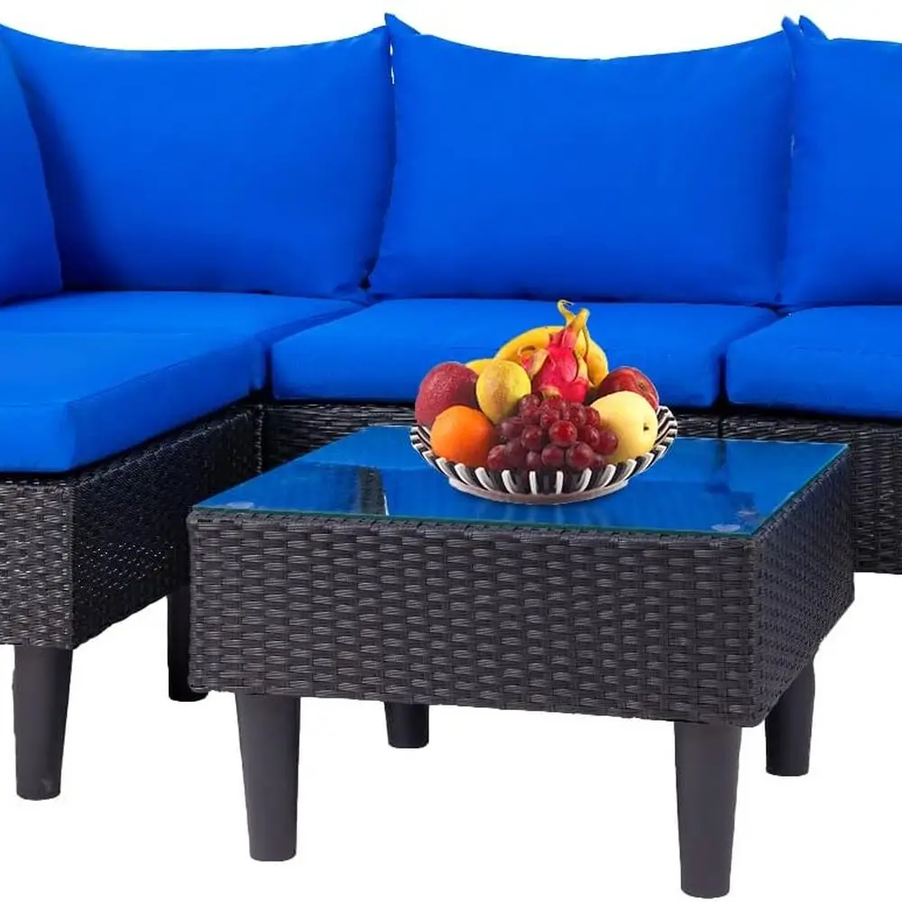 

5-компонентные наборы мебели для патио, уличный секционный диван, плетеный стул, набор для бесед из ротанга для уличного двора, крыльца, у бассейна Ba