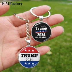 Trump 2024 Flag Keychain Keep America Great Donald For President USA Metal Pendant Key Ring for Fans Gift Jewelry