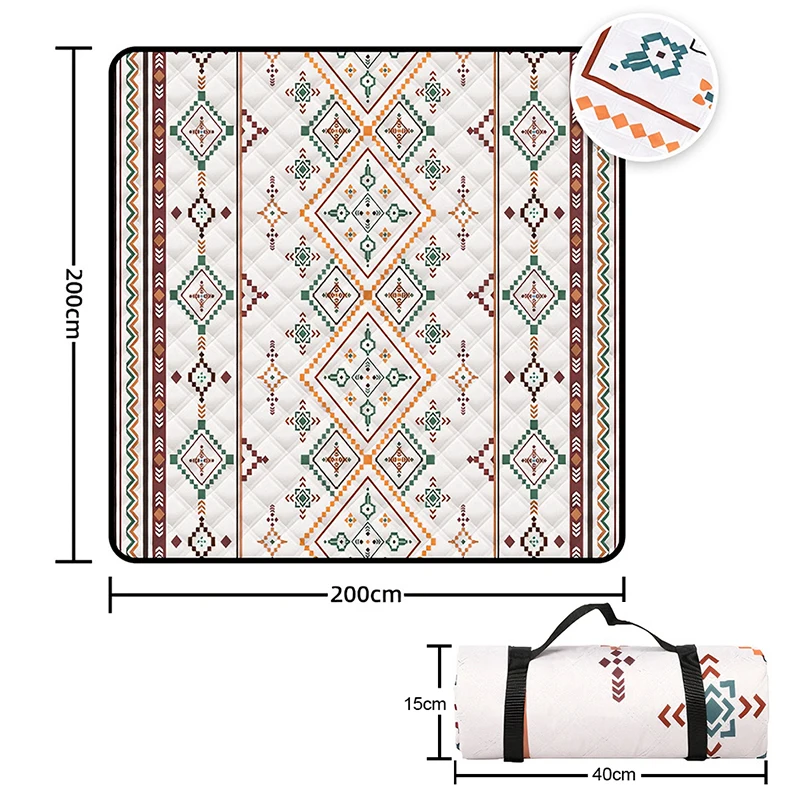 

Large Waterproof Picnic Mat 2*2m:Beach Mat foldable with Carrying Handle,Camping,Beach,skin-friendly,puncture-proof camping mat